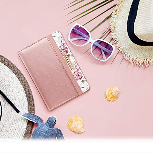 Coco Rossi Passport Holder for Travel Women Slim RFID Passport Cover Wallet - color: Rose Pink