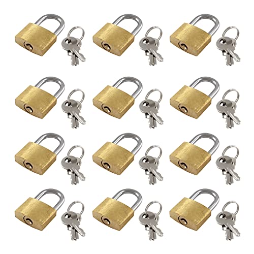 Litoexpe 12 Pieces Mini Solid Brass Padlock 20mm - size: 12 pieces