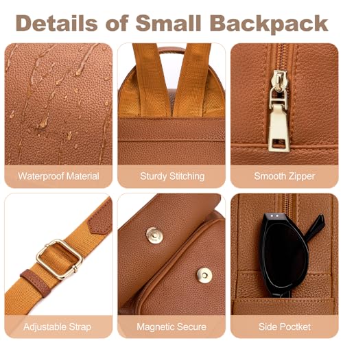 SYTRAH Mini Backpack Purse for Women, Small Travel Casual Daypack Brown - color: Brown