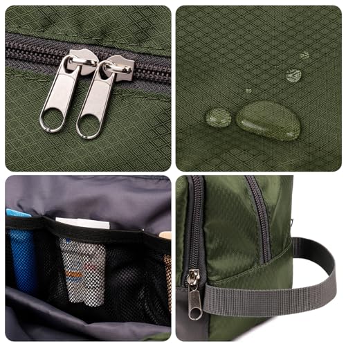 Toiletry Bag for Men Hanging Dopp Kit Water Resistant Shaving Bag Small Toiletry Bag for Traveling (Army Green) - color: Army Green