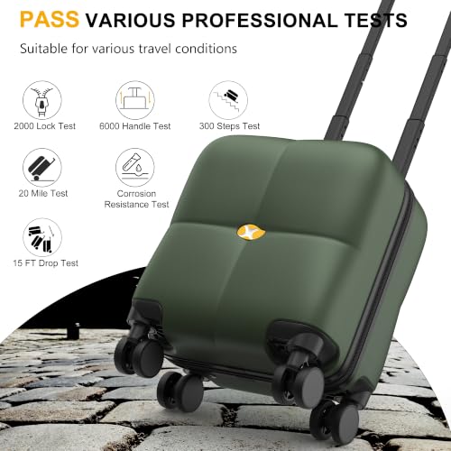 MGB 14 Inch Underseat Carry On Luggage with Wheels, Dark Green - color: Dark Green