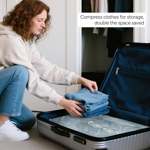 Compression Packing Cube with Electric Pump, Waterproof Travel Bag IP67 - size: Gray blue, 2Bag+Pump