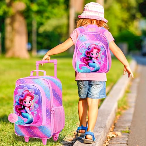 Kids Luggage Girls Suitcase 18", 2PCS Carry-on Set Princess Mermaid - color: Mermaid Pink 02