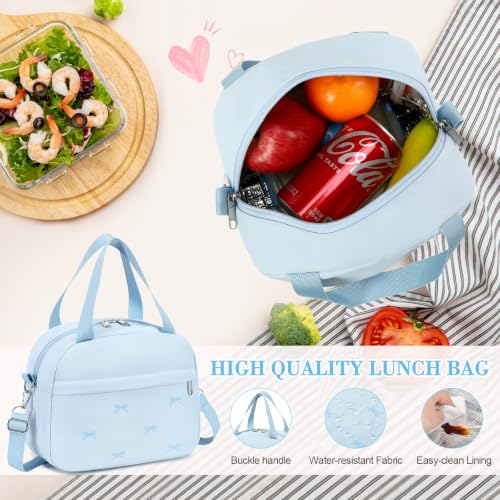 DIGOBAY Backpack for Girls, 3PCS Embroidered Bow Girls Backpack Set - color: Blue Bow