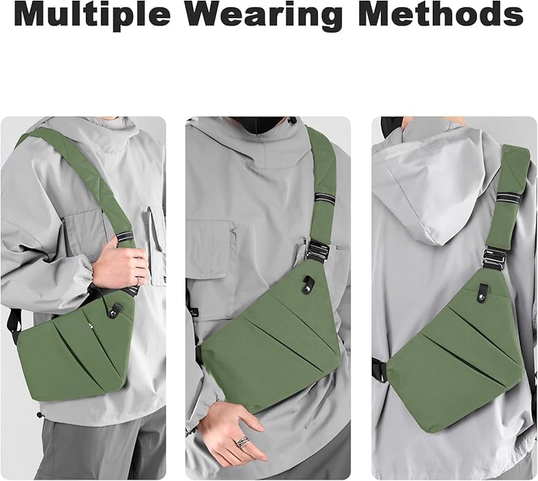 Anti Theft Travel Bag Sling Cross-body Bag Large Capacity - color: Green, style: Left Shoulder