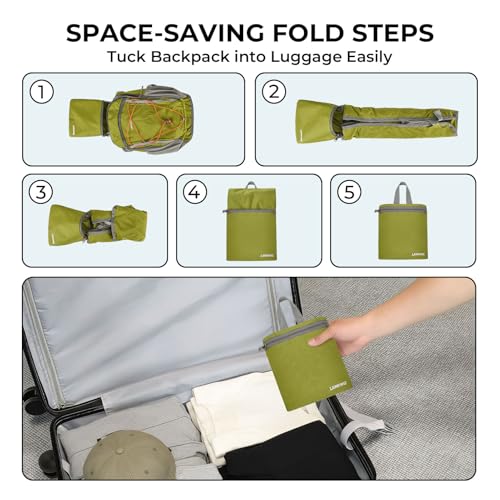 Small Hiking Backpack 13L Lightweight Foldable Travel Daypack for Men Women - color: Green
