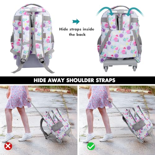 Tilami Rolling Backpack for Kids 18 Inch Wheeled Bookbag for Boys & Girls for School & Travel,Claw - color: Claw