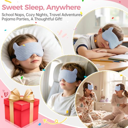 Kids Sleep Mask, Contoured 3D Sleep Mask for Kids, Girls Boys Ages 5-15 - color: Blue