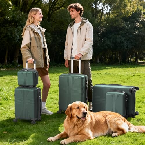 Karl home Luggage Sets 4 Piece, Dark Green, 16/20/24/28" - color: Dark Green, size: 4 Piece Set (16in/20in/24in/28in)
