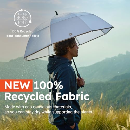 Weatherman Umbrella - Stick Umbrella - Windproof Umbrella Resists Up to 55 MPH Winds (Red) - color: Red
