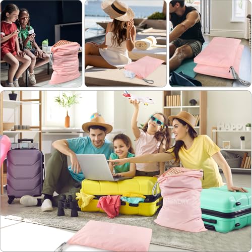 WiseBoy 2-Pack Travel Laundry Bags, Washable Wet Dry Bags for Gym - color: Pink