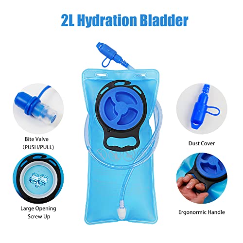 Zavothy Hydration Backpack with 2L Hydration Bladder Water Backpack for Hiking Hydration Pack for Running Cycling Hiking - color: New Gray