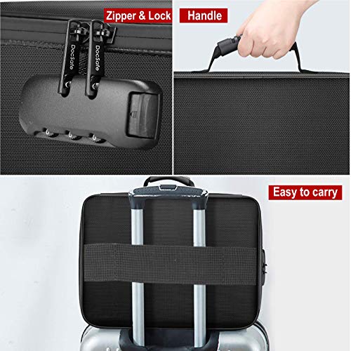 DocSafe Document Bag with Lock, Fireproof 3-Layer File Storage Box, Black - color: Black, size: 14.2"x10.6"x4"