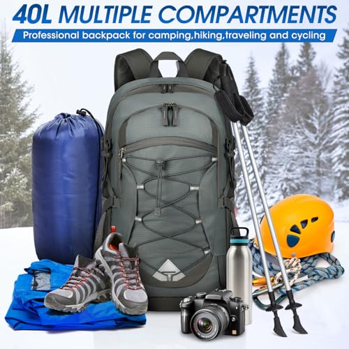 IGOLUMON Hiking Backpack 40L Packable Lightweight Camping Daypack Men Women - color: Grey