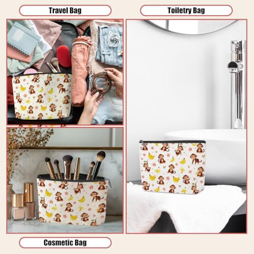 Cartoon Monkey Banana Print Makeup Bag,Cosmetic Bags for Women - color: Cute Monkey 434