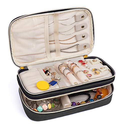 Teamoy Travel Jewelry Case Organizer Storage Box for Women, Black - color: Black