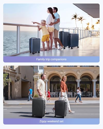 LIGHT FLIGHT 3 Piece Luggage Sets With Spinner Wheels Hardshell TSA Lock - color: Fresh Ink Green, size: 3-Piece Set - 20"/24"/28"