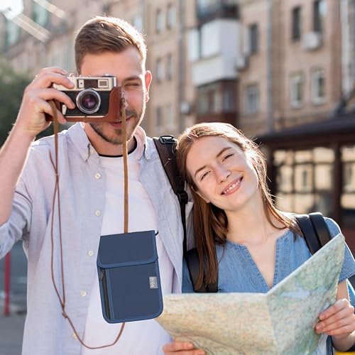 Travel Neck Wallet with RFID Blocking - color: Dark Blue