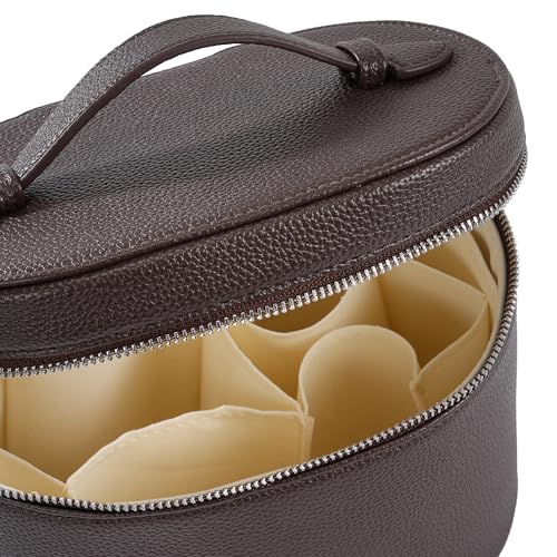 Makeup Bag Vanity Case Cosmetic Bag with Removable Divider Travel Toiletry Bag for Women Portable Make up Box Organizer, Coffe - color: Coffe