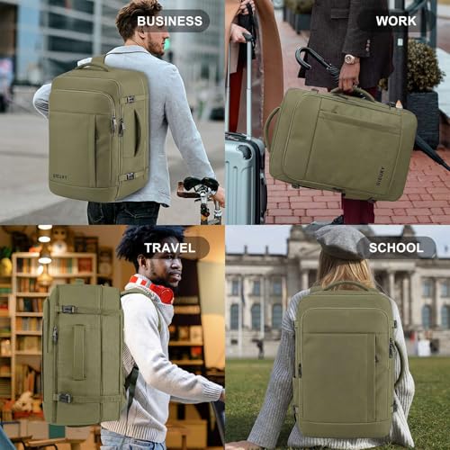 Carry On Backpack, Extra Large 50L Expandable Travel Backpack for Men Women - color: Army Green, size: 2X-Large(20"x14"x10")