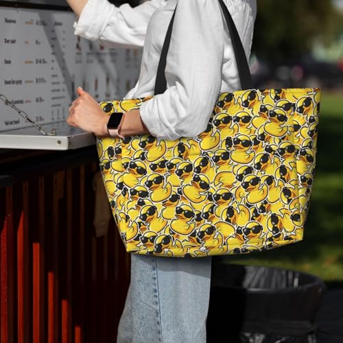 Beach Tote Bag for Women Foldable Waterproof and Sandproof Tote Bag with Zipper Print Beach Bag Large Travel Bag - color: Duck