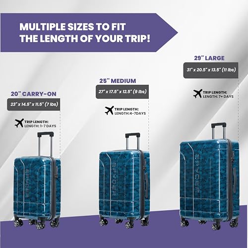 Spyder Matrix 20 Inch Carry On Expandable Hardside Upright Suitcase with 360° Spinner Wheels, TSA Approved Lock, Blue - color: Blue, size: Carry-On