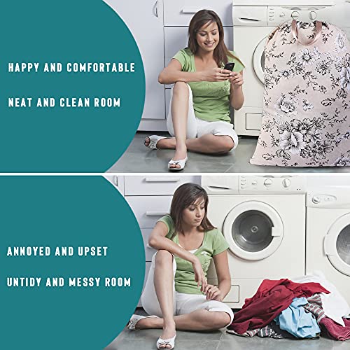 Sanlykate Extra Large Laundry Bag with Drawstring Closure and Handle, 28 x 40 Inch Heavy Duty Travel Dirty Clothes Bag for Laundromat and Household, Black Peony - color: Black Peony