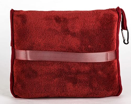 BlueHills Premium Soft Travel Blanket Pillow Airplane 2 in 1 Combo Warm Red - color: Red-1pk-t001