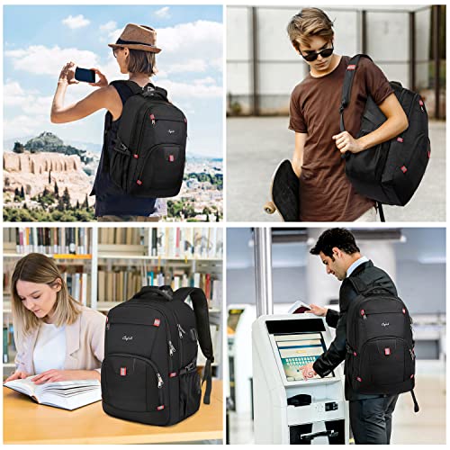 CAFELE 17.3 inch Laptop Backpack,Large Backpack Computer Bookbag Rucksack with USB Charging Port,Water Resistant Sturdy Backpack for Business College School Travel,Men Women Casual Daypack,Black - color: Black