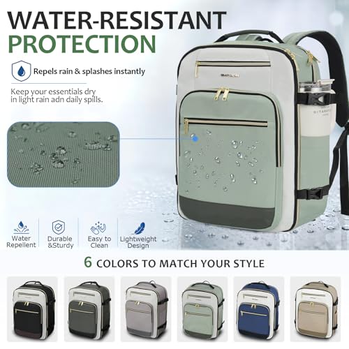 EMPSIGN 40L Travel Backpack for Women & Men - color: Beige/Light Green/Army Green