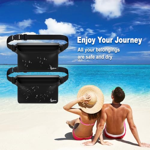 Waterproof Fanny Pack, Dry Bag Phone Pouch for Beach Swimming Kayaking - color: Black+Black