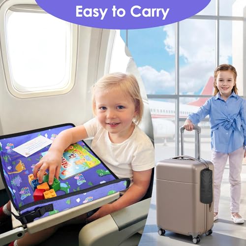 Kids Tray Table Cover, Airplane Tray Cover with Pockets - color: Blue