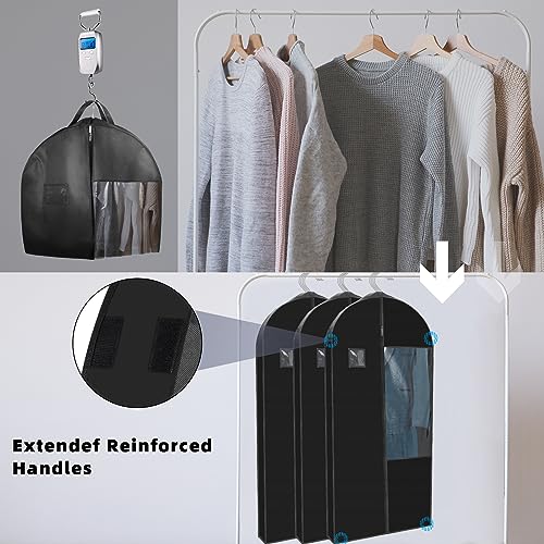 Garment Bags with 4" Gusseted(Black-43"-1pcs-Double zipper-80G Thickened) - size: 43"