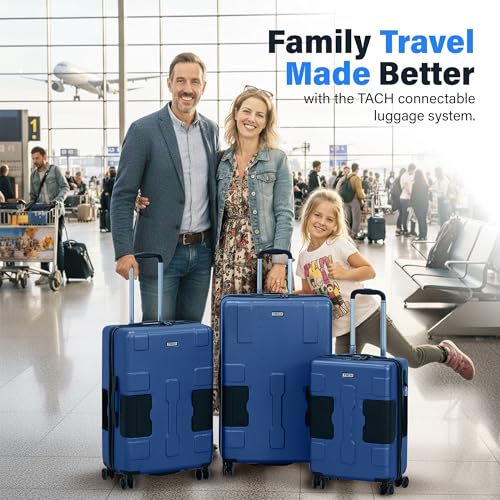 TACH Patented Connecting Hard Shell 3 Piece Luggage Set - 20, 24 & 28 inch Luggage | Carry-On, Medium & Large Rolling Suitcases - Midnight Blue - color: Midnight Blue, size: 3-Piece Set