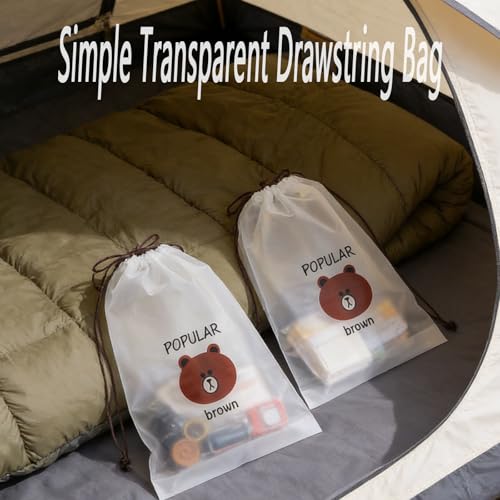 6PCS Clear Shoe Bags for Travel 13" x 11.8" Drawstring Shoe Pouch Packing Waterproof Dustproof Shoe Storage Bag - color: Little Bear 6