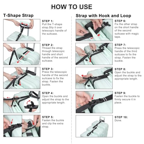 Vigorport Luggage Connector Straps for Suitcase, Add A Bag Suitcase Belt - size: Medium-Cam Buckle