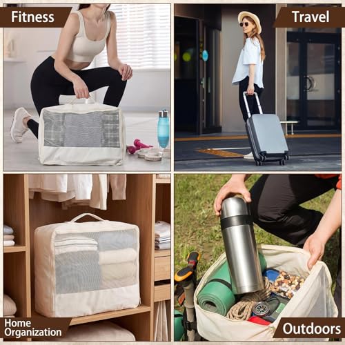 Shinymoon 3 Set 100% Cotton Packing Cubes 18"x12"x4" Mesh Regular - style: Mesh