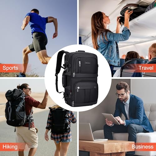 WITZMAN Carry on Travel Backpack for Men Nylon Business Laptop Backpack - color: Classic Black