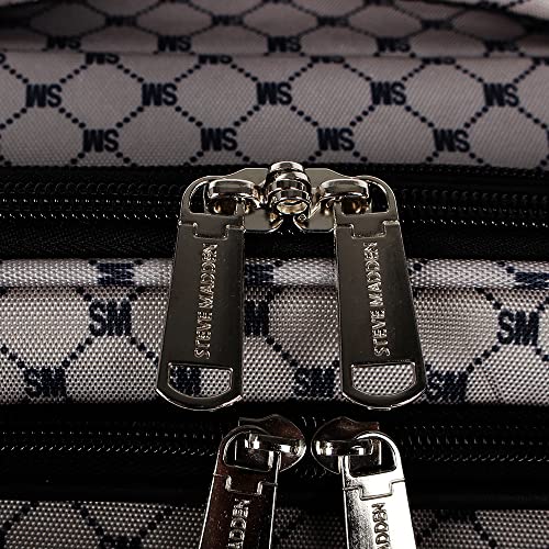 Steve Madden Designer Luggage Collection - 3 Piece Softside Expandable Lightweight Spinner Suitcase Set - Travel Set includes 20 Inch Carry on, 24 Inch & 28-Inch Checked Suitcases (Noble Black/Grey) - color: Noble Black/Grey, size: 20/24/28 Inches