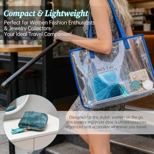 2PCS Travel Jewelry Case,Portable Soft Velvet Jewelry Travel Pouch-Blue - color: Blue-2PCS