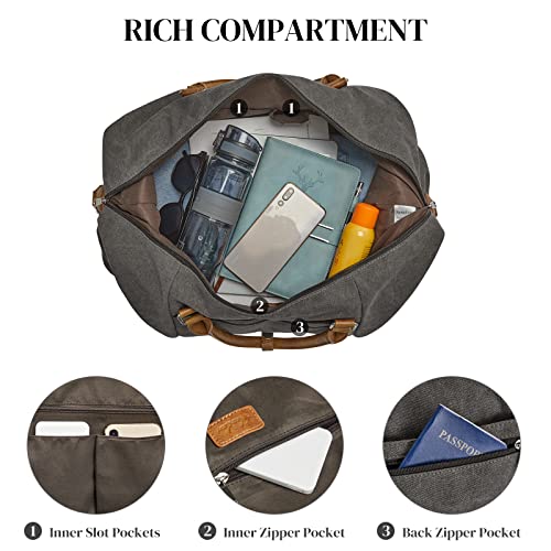 S-ZONE Weekender Bags for Women and Men Travel Duffel Bags with Shoe Compartment Overnight Carry on Duffle Tote Bag - color: A-Grey