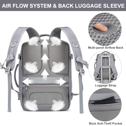 Personal Item Backpack for Women, 35L TSA Carry On Backpack Flight Approved - color: Light-grey, size: Large-25L