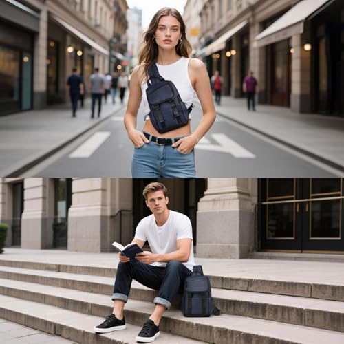 Small Backpack for Women Men with USB Charge Port, Dark Blue - color: Dark Blue