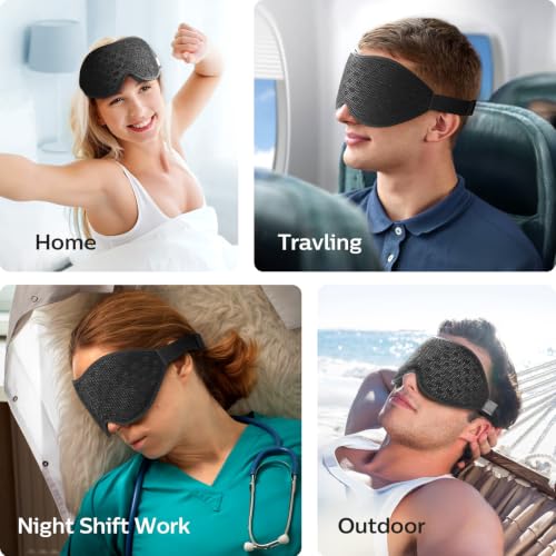 LitBear Breathable Sleep Mask, 3D Eye Mask Sleep for Side Sleepers Women Men - color: Black