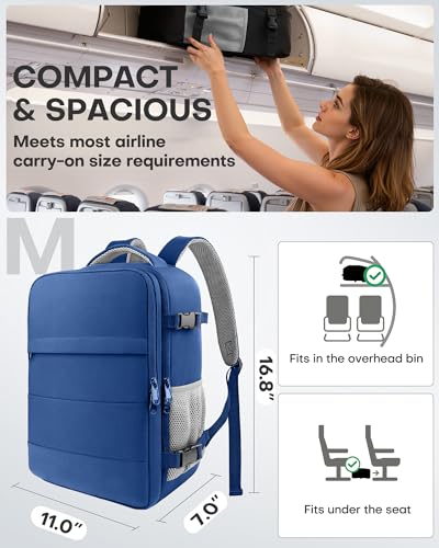 HOTOR Travel Backpack Flight Approved Bag Men Women, Medium Dark Blue - color: Dark Blue, size: Medium
