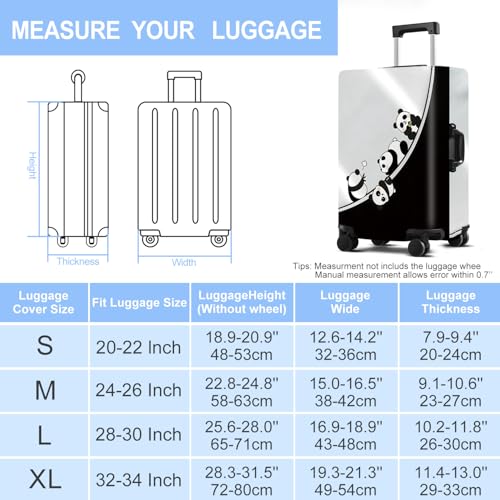 Pandas Luggage Cover Washable Suitcase Cover Protector Fit 20-22 Inch Luggage Durable Travel Bag Cover with Zipper Closure S - color: 4 pandas, size: S(20-22inch suitcase)