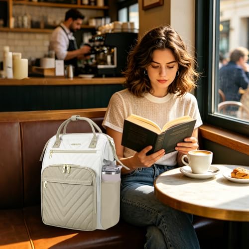 VANKEAN 15.6 Inch Laptop Backpack for Women Large Capacity - color: Beige-khaki, size: 15.6 Inch