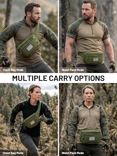 Tactical Fanny Pack with Gun Holster, CCW Waist Bag for Men - color: Green