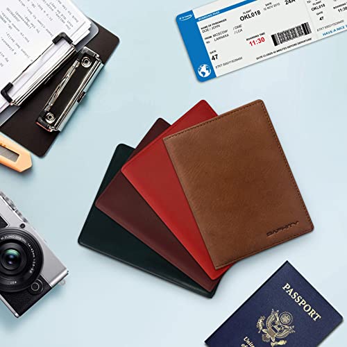 BAPHITY Unisex Leather RFID Blocking Vacation Passport Organizer, Red Brown - color: red-brown, style: Rfid Protected