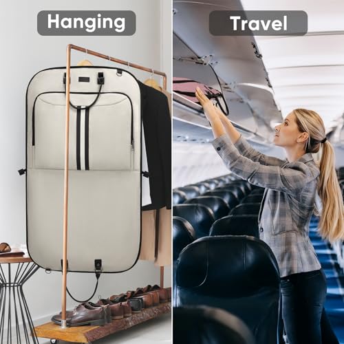 BALEINE Garment Bags for Travel, Water Resistant Carry on Suit Bag - color: Beige, size: 42"